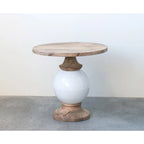 Round Mango Wood and Metal Pedestal Table,