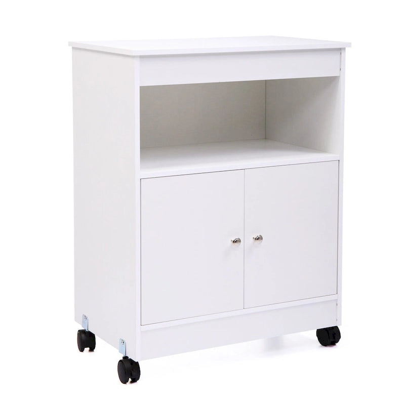 White Microwave Storage Cabinet with Universal Wheel - 24*14.6*30.8