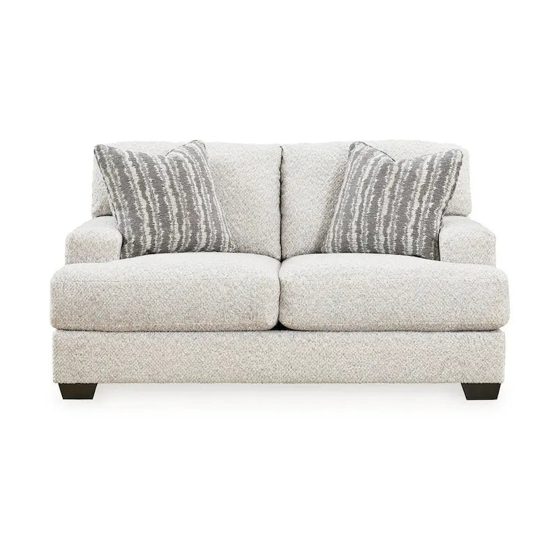 68 Inch Loveseat with 2 Accent Pillows, Oversized, Gray Polyester