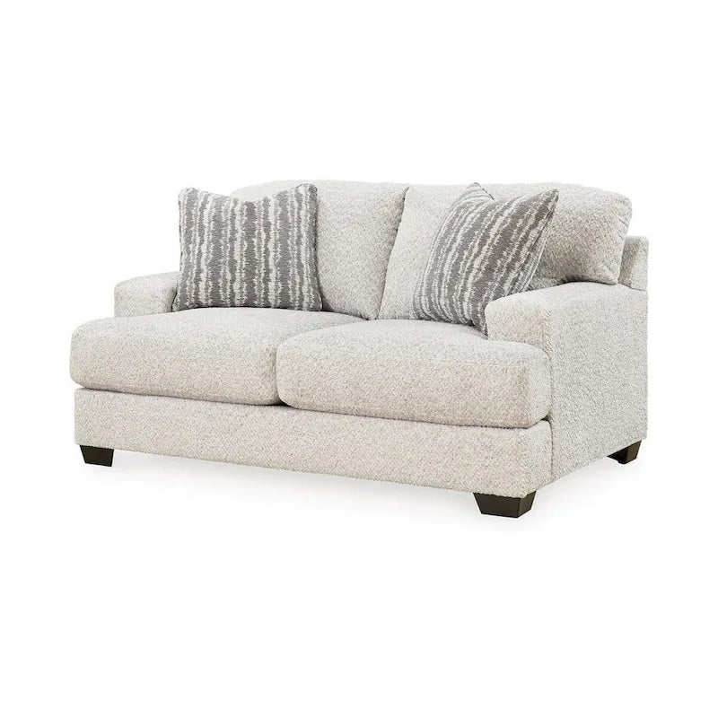 68 Inch Loveseat with 2 Accent Pillows, Oversized, Gray Polyester