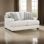 68 Inch Loveseat with 2 Accent Pillows, Oversized, Gray Polyester