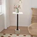 Contemporary Black Pedestal Marble Drink Table Accent Table