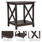 Design Wood Coffee Side End Table with Storage Shelf