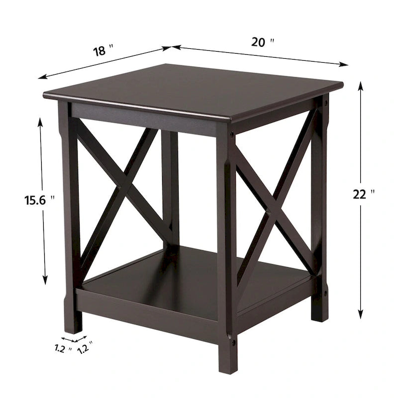 Design Wood Coffee Side End Table with Storage Shelf