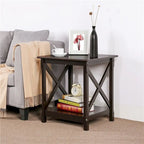 Design Wood Coffee Side End Table with Storage Shelf