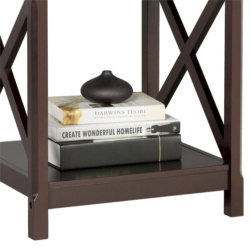 Design Wood Coffee Side End Table with Storage Shelf