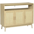 Credenza buffet Boho con ante in rattan, finitura naturale