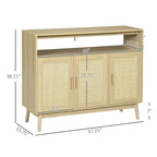 Credenza buffet Boho con ante in rattan, finitura naturale