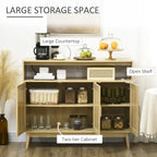 Credenza buffet Boho con ante in rattan, finitura naturale