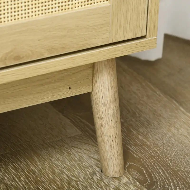 Credenza buffet Boho con ante in rattan, finitura naturale