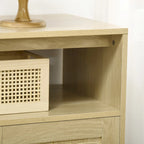 Credenza buffet Boho con ante in rattan, finitura naturale