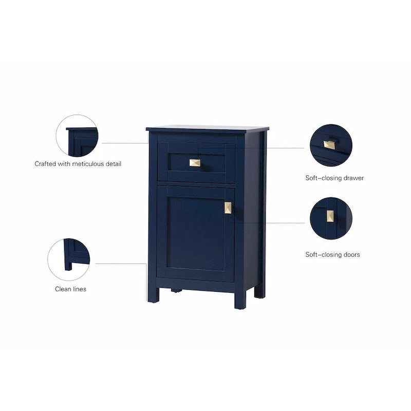 18 Inch Bathroom Storage Freestanding Cabinet with Soft-Closing Drawer