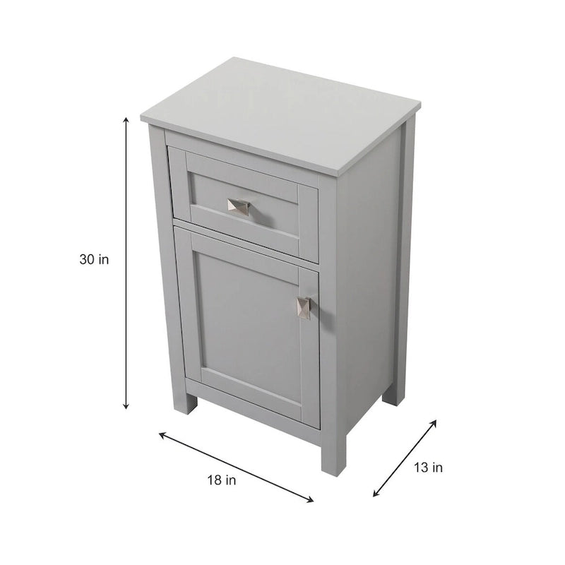 18 Inch Bathroom Storage Freestanding Cabinet with Soft-Closing Drawer