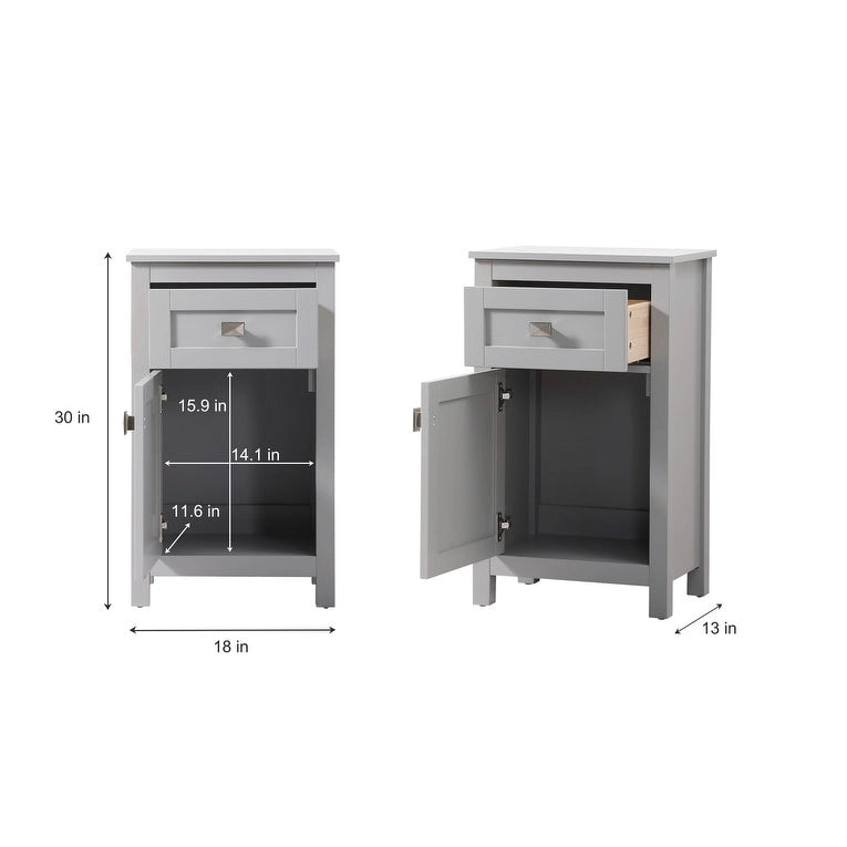 18 Inch Bathroom Storage Freestanding Cabinet with Soft-Closing Drawer