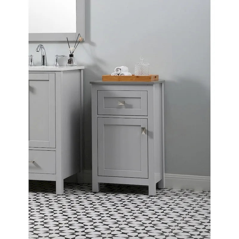 18 Inch Bathroom Storage Freestanding Cabinet with Soft-Closing Drawer