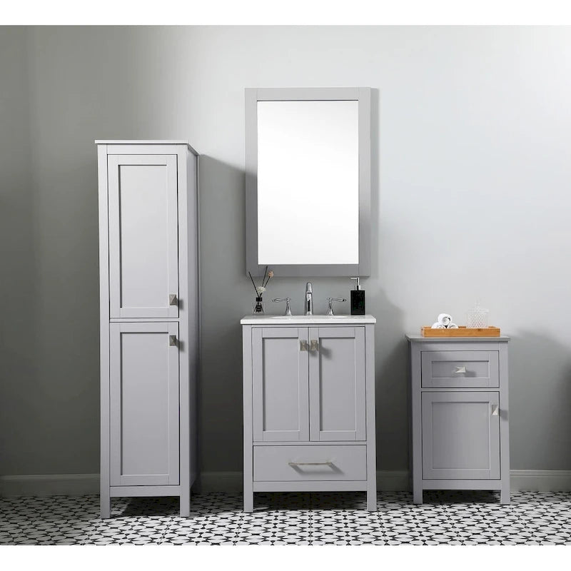 18 Inch Bathroom Storage Freestanding Cabinet with Soft-Closing Drawer