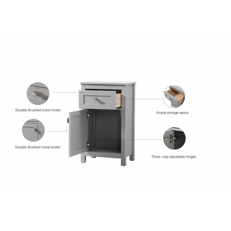 18 Inch Bathroom Storage Freestanding Cabinet with Soft-Closing Drawer