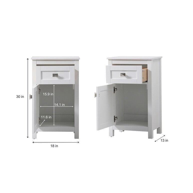 18 Inch Bathroom Storage Freestanding Cabinet with Soft-Closing Drawer
