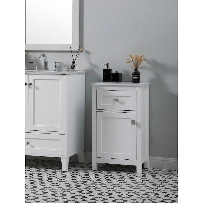 18 Inch Bathroom Storage Freestanding Cabinet with Soft-Closing Drawer