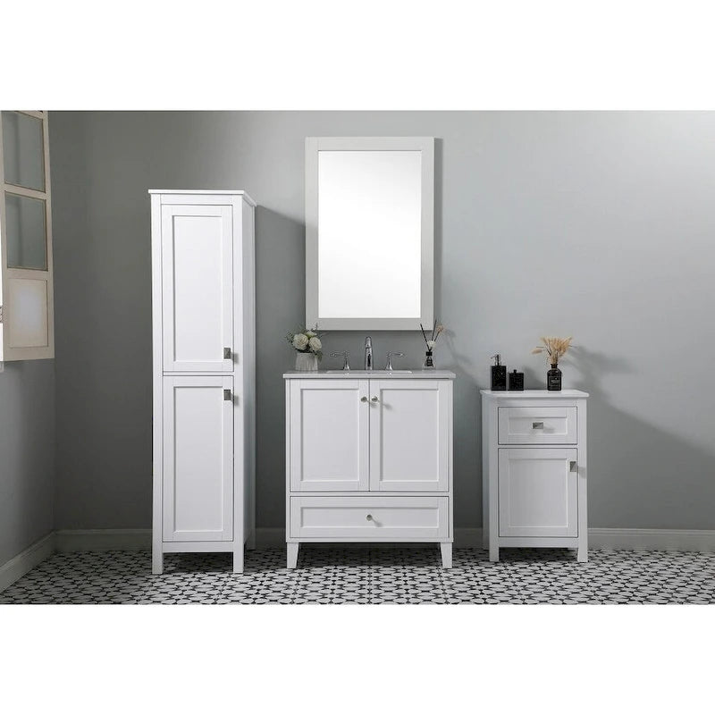 18 Inch Bathroom Storage Freestanding Cabinet with Soft-Closing Drawer