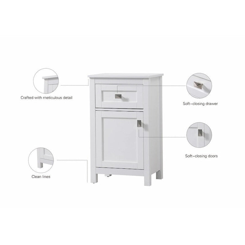 18 Inch Bathroom Storage Freestanding Cabinet with Soft-Closing Drawer