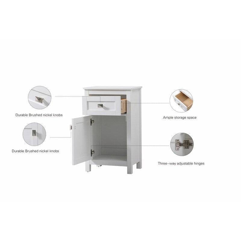 18 Inch Bathroom Storage Freestanding Cabinet with Soft-Closing Drawer