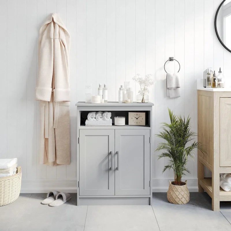 Modern Bathroom Storage Cabinet with Magnetic Close Doors and Shelves